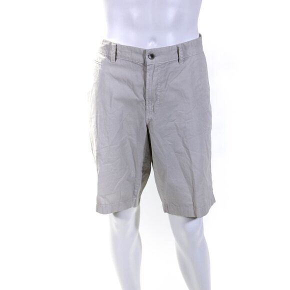Brax Feel Good Mens Bari Flat Front 8" Khaki Chino Shorts Beige Size 40 - Picture 1 of 5